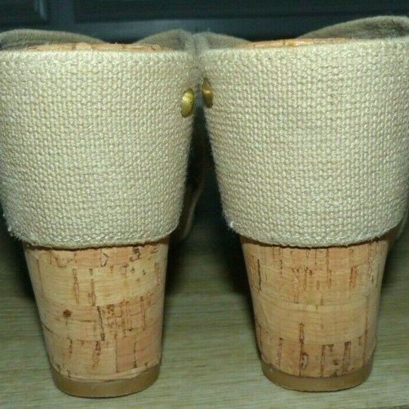 Lucky Brand Miller Tan Nailhead Cork Wedge Sandals - Picture 7 of 9
